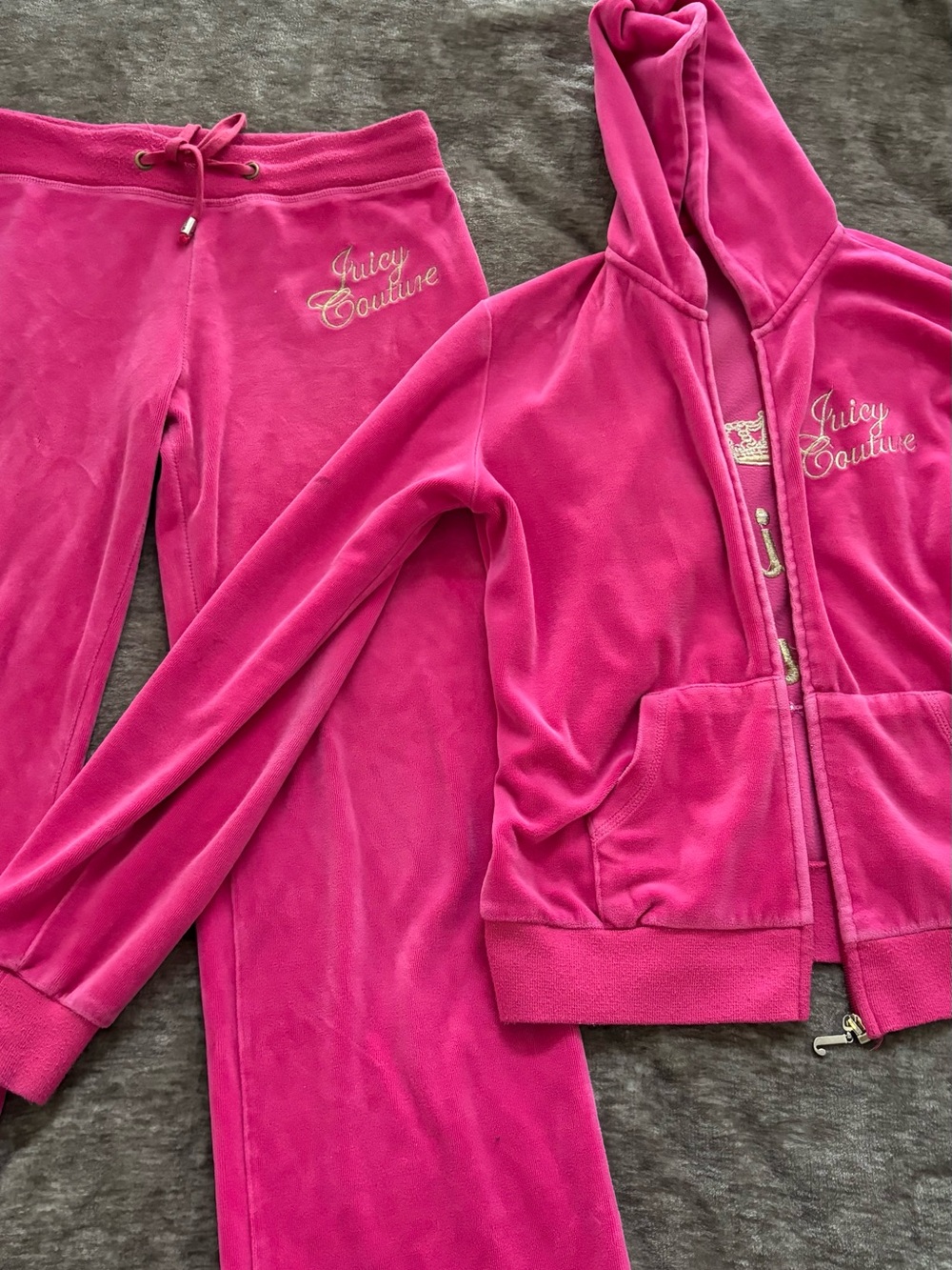 Juicy Couture Hot Pink Velour Hoodie & Jogger Set - Girls